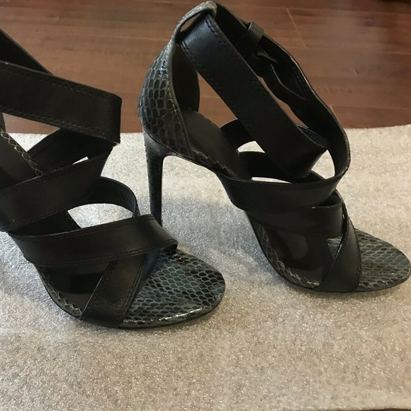 Alexander Wang Linda Black Gray Heels snake 38.5 8 - Picture 8 of 9